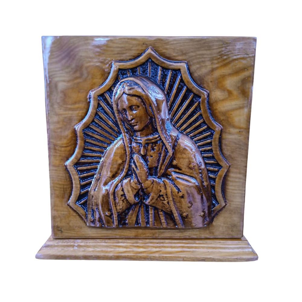 Urna Madera Virgen de Guadalupe con halo