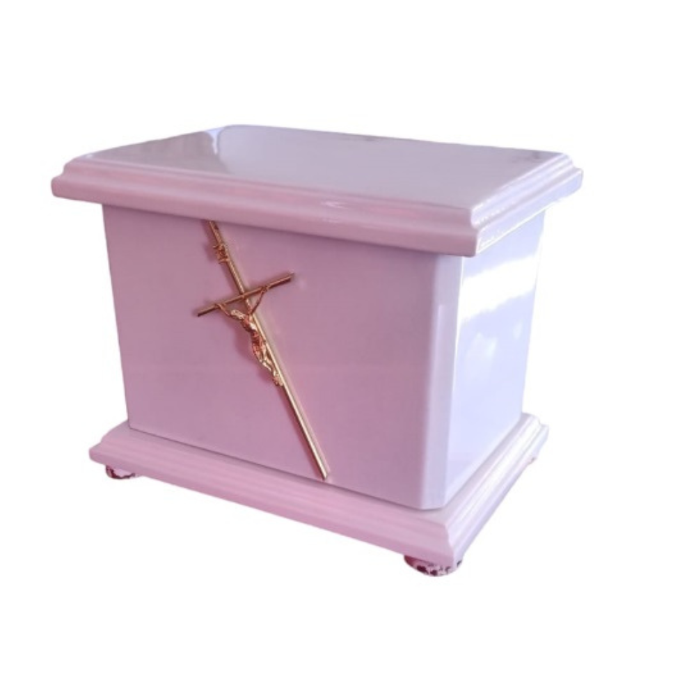Urna Madera Blanca con Cristo metálico